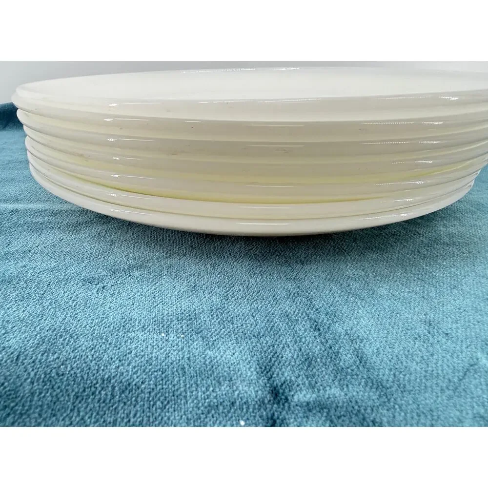 Fire King Ware Golden Wheat Dinner Plates Set 7 Vintage Milk Glass Farmhouse MCM